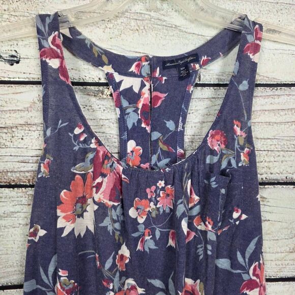 American Eagle Navy Floral Racerback Tank M - Picture 2 of 9